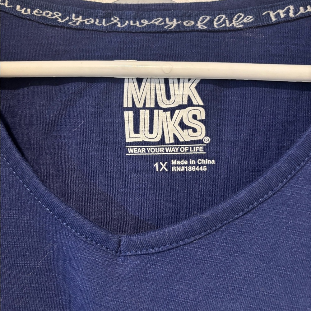 Muk Luks Navy V-Neck Top - Picture 3 of 6
